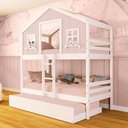 Ver imagem 1 de Treliche Casinha Dos Sonhos Madeira Maciça Rosa/ Branco Megamobilia