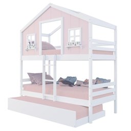 Treliche Casinha Dos Sonhos Madeira Maciça Rosa/ Branco Megamobilia - 2