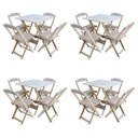 Ver imagem 1 de Kit 4 Conjuntos de Mesa com 4 Cadeiras de Madeira Dobrável 70x70 sem Pintura/Crua