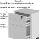Ver imagem 3 de Gaveteiro com Chave para Escritório Home Office ME4148 MDP Branco - Gran Belo