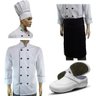 Kit Dólmã Para Chef de Cozinha + Touca Avental e Sapato Antiderrapante - Branco / Preto - P - 1