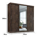 Ver imagem 4 de Guarda-Roupa Casal 3 Portas de Correr com Espelho e 2 Gavetas Paris