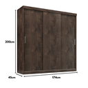 Ver imagem 4 de Guarda-roupa Casal 3 Portas de Correr e 2 Gavetas Paris