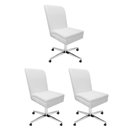 Ver imagem 1 de Kit 03 Cadeira Ana Giratória Metal Com Rodízio Suede Branco E Corino Marrom