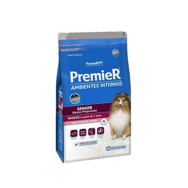 Ração Cães Premier Ambientes Internos Sênior 2,5Kg Raças Peq