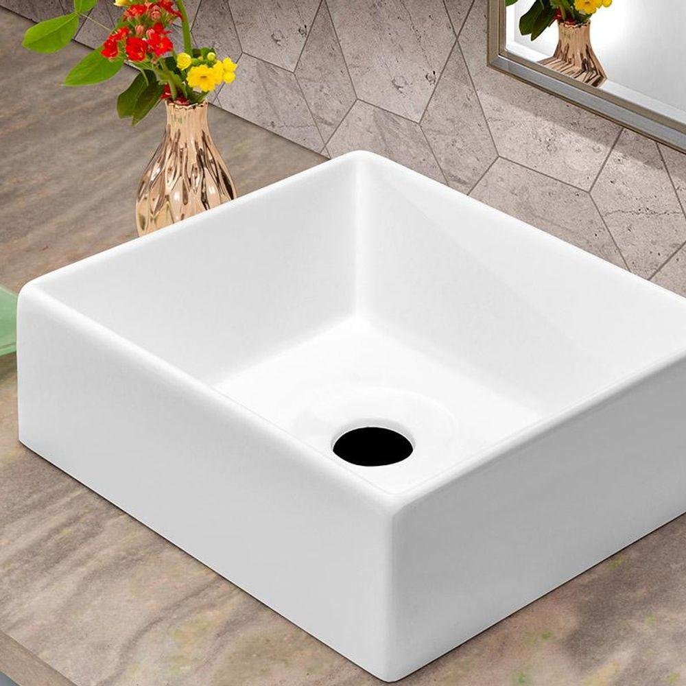Cuba Pia Retangular Para Banheiro Tulipa Branco - 1