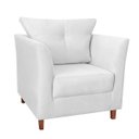 Ver imagem 1 de Poltrona Decorativa Isis Pés de Madeira Suede Branco - DS Estofados