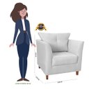 Ver imagem 3 de Poltrona Decorativa Isis Pés de Madeira Suede Branco - DS Estofados