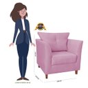 Ver imagem 3 de Poltrona Decorativa Isis Pés de Madeira Suede Rosa - DS Estofados