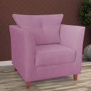 Ver imagem 1 de Poltrona Decorativa Isis Pés de Madeira Suede Rosa - DS Estofados