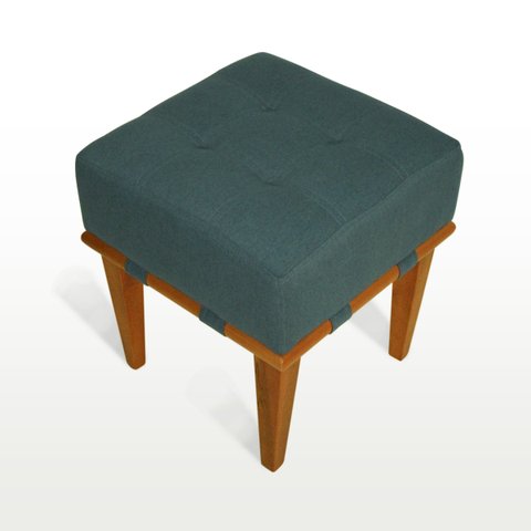 Puff Quadrado para Sala de Linho - Verde