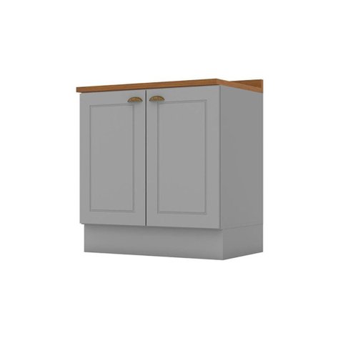 Balcão de Cozinha Americana 2 Portas C/tampo 80cm Cinza - Henn
