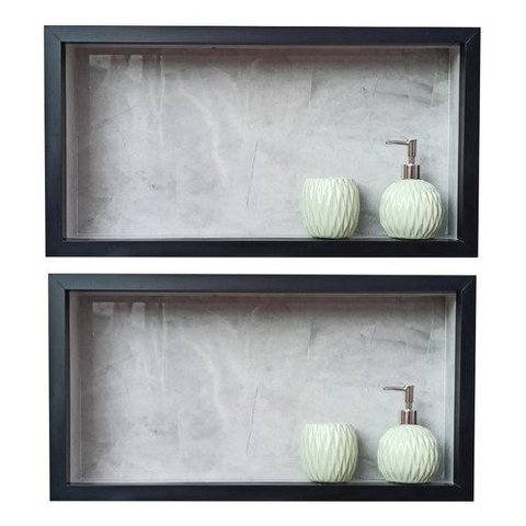 Kit com 2 Nichos Porcelanato Banheiros Cinza 60x32x10cm