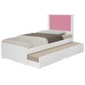 Cama Com Auxiliar Solteiro Branca E Rosa - 2