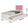 Cama Com Auxiliar Solteiro Branca E Rosa - 4
