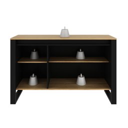 Balcão para Escritório 136cm com 3 Portas e 1 Prateleira Amêndoa - 2