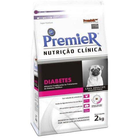 Ração Premier Cães Adultos Pequeno Porte Nutrição Clínica Diabetes 2kg