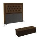 Ver imagem 1 de Kit Cabeceira Estofada Decorativa Pegasus e Calçadeira Sagitarius 195 Para Cama King Sued Marrom Ara