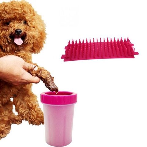 Copo Rosa Limpador Cachorro Limpa Patas Patinhas Pet Banho