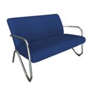 Ver imagem 1 de Namoradeira Decorativa Bela Suede Azul Marinho Braço Cromado