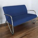 Ver imagem 5 de Namoradeira Decorativa Bela Suede Azul Marinho Braço Cromado