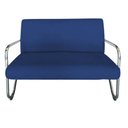 Ver imagem 3 de Namoradeira Decorativa Bela Suede Azul Marinho Braço Cromado