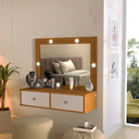 Ver imagem 3 de Penteadeira Camarim Suspensa com Espelho Luz Gavetas Luxo:freijo Off White