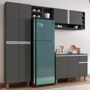 Ver imagem 2 de Cozinha Modulada Completa Vanessa 5 Peças 230cm Cinza Escuro - Desk Design