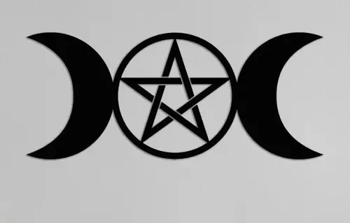 Painel decorativo lua tripla pentagrama mdf preto 59cm - 1