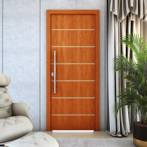 Porta de Madeira Frisada U.v 210cm X 80cm -r50vl:mogno
