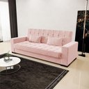 Ver mais imagens de Sofá Cama 02 Lugares Veludo Rosê Pés De Madeira