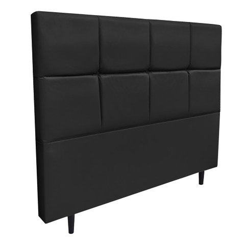 Cabeceira Roma para Cama Box Solteiro 90 cm Corino Preto - D’Rossi