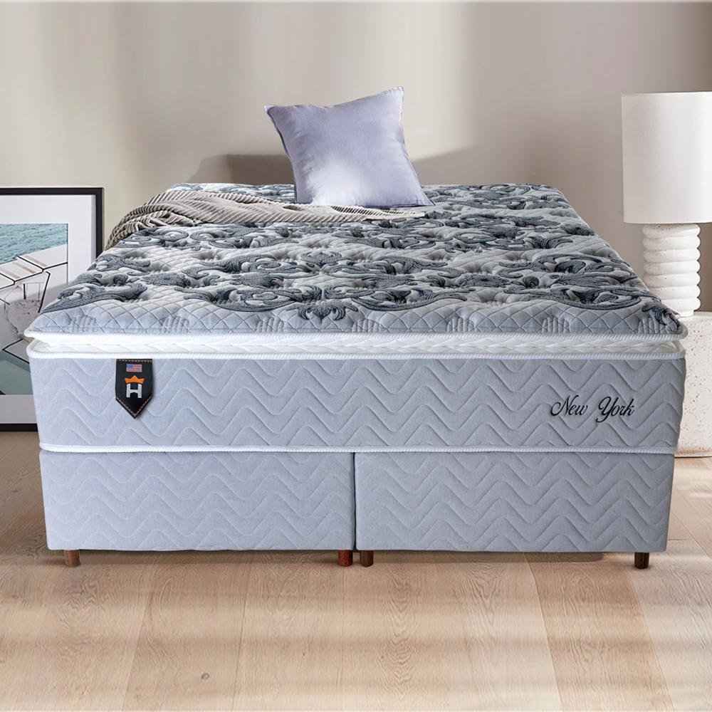 KING M21 SP スモールシャンク Conjunto Cama Box King Size New York 193x203x71 Cinza/Azul c