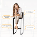 Ver imagem 4 de Kit 3 Bancos Quadrado Junco Argila para Bancada Alta Cozinha Área Gourmet Bistrô Piscina Bar