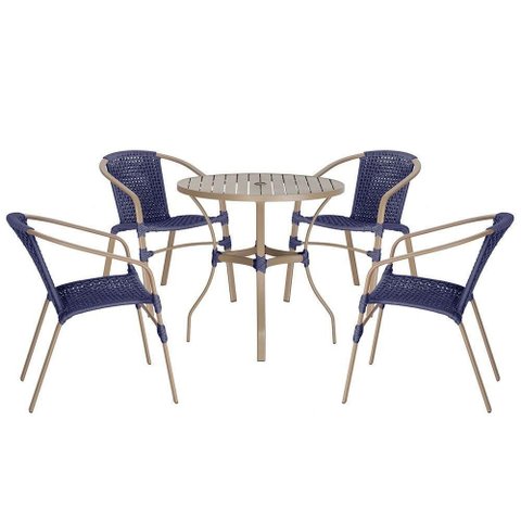 04 Cadeiras Floripa e Mesa Roma 100cm Fendi Trama Original Azul