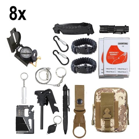 Kit 8 Bolsas Camufladas Conjunto Acessórios de Camping Kit Sobrevivência para Acampar Cor:camuflado;