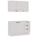Ver imagem 3 de Armário Aéreo e Balcão 120cm 100% MDF Estilo Americano Provençal Branco/Fosco