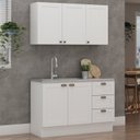 Ver imagem 6 de Armário Aéreo e Balcão 120cm 100% MDF Estilo Americano Provençal Branco/Fosco