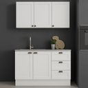 Ver imagem 1 de Armário Aéreo e Balcão 120cm 100% MDF Estilo Americano Provençal Branco/Fosco