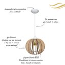 Ver imagem 3 de Luminária Lustre Pendente Madeira Sala Jantar Cozinha Balcão 15H Crú/Fio Branco