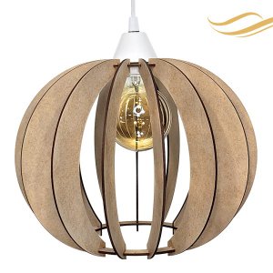 Luminária Lustre Pendente Madeira Sala Jantar Cozinha Balcão 15H Crú/Fio Branco