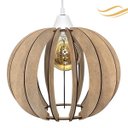 Ver imagem 1 de Luminária Lustre Pendente Madeira Sala Jantar Cozinha Balcão 15H Crú/Fio Branco