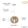 Luminária Lustre Pendente Madeira Sala Jantar Cozinha Balcão 15H Crú/Fio Branco - 2