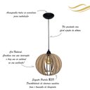 Ver imagem 3 de Luminária Lustre Pendente Madeira Sala Jantar Cozinha Balcão 20H Crú/Fio Preto