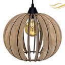 Ver imagem 1 de Luminária Lustre Pendente Madeira Sala Jantar Cozinha Balcão 20H Crú/Fio Preto