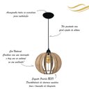 Ver imagem 3 de Luminária Lustre Pendente Madeira Sala Jantar Cozinha Balcão 15H Crú/Fio Preto