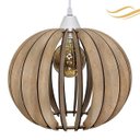 Ver imagem 1 de Luminária Lustre Pendente Madeira Sala Jantar Cozinha Balcão 20H Crú/Fio Branco