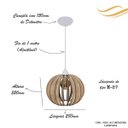 Ver imagem 2 de Luminária Lustre Pendente Madeira Sala Jantar Cozinha Balcão 20H Crú/Fio Branco