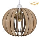 Ver imagem 1 de Luminária Lustre Pendente Madeira Sala Jantar Cozinha Balcão 20H Crú/Fio Branco