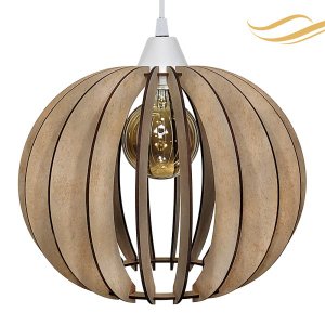 Luminária Lustre Pendente Madeira Sala Jantar Cozinha Balcão 20H Crú/Fio Branco